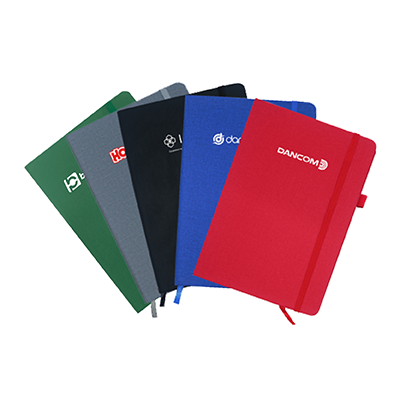 PU Fabric Hard Cover A5 Notebook with Pen Loop