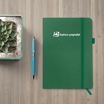 PU Fabric Hard Cover A5 Notebook with Pen Loop